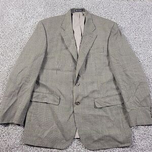 LAUREN Ralph Lauren Blazer Mens 42R Brown Houndstooth 100% Wool Sport Coat FLAW